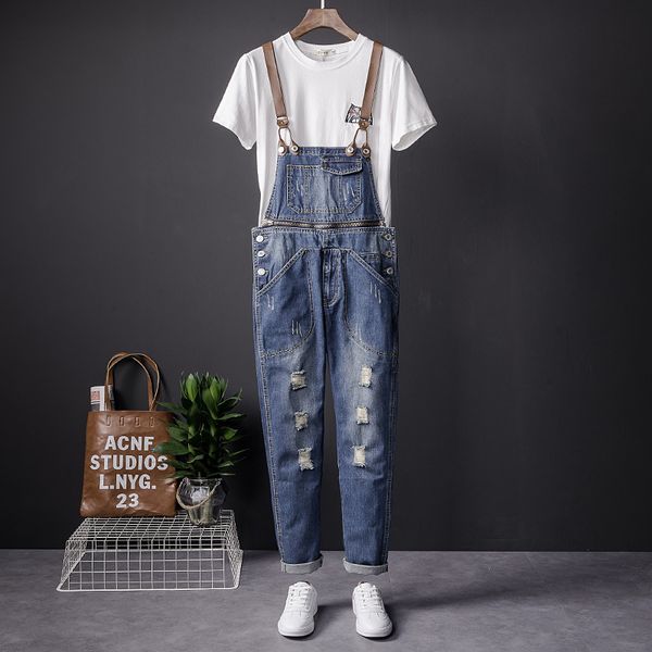 american workwear suspender pants men and women wear washed blue worn jeans detachable split suspenders korean fashion
american workwear suspender pants men and women wear washed blue worn jeans detachable split suspenders korean fashion