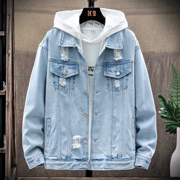 autumn men's denim jacket hole loose hip-hop trend casual cowboy coat classic fashion multi-pocket streetwear denim 210531, Black;brown
autumn men's denim jacket hole loose hip-hop trend casual cowboy coat classic fashion multi-pocket streetwear denim 210531, Black;brown