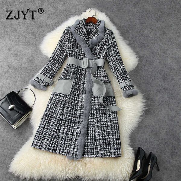street style fashion women winter long tweed woolen jackets and coats elegant fur patchwork plaid wool blends overcoat outerwear 210601, Black
street style fashion women winter long tweed woolen jackets and coats elegant fur patchwork plaid wool blends overcoat outerwear 210601, Black