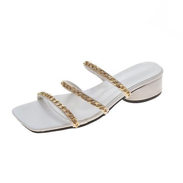slippers 2021 square heel summer outdoor sandal fashion chain design slip on toe slides women mules pumps, Black
slippers 2021 square heel summer outdoor sandal fashion chain design slip on toe slides women mules pumps, Black