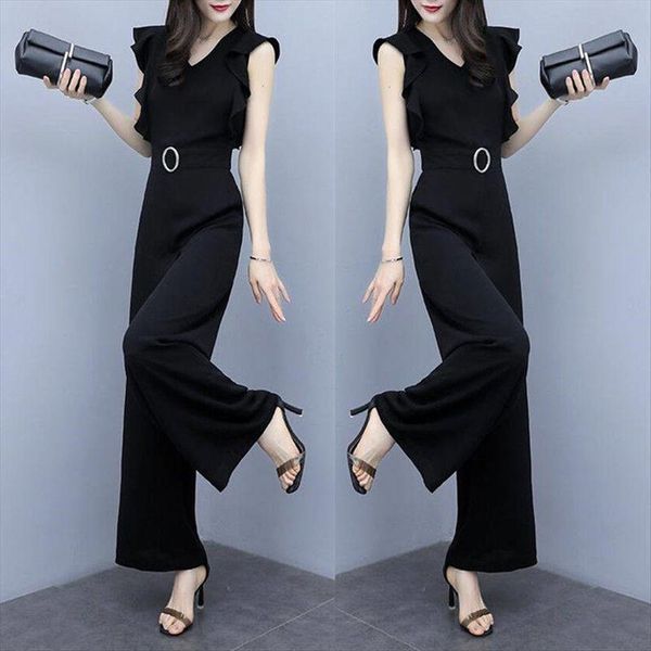 korean elegant sleeveless overalls womens rompers lotus leaf fashion wide leg pants jumpsuits, Black;white
korean elegant sleeveless overalls womens rompers lotus leaf fashion wide leg pants jumpsuits, Black;white