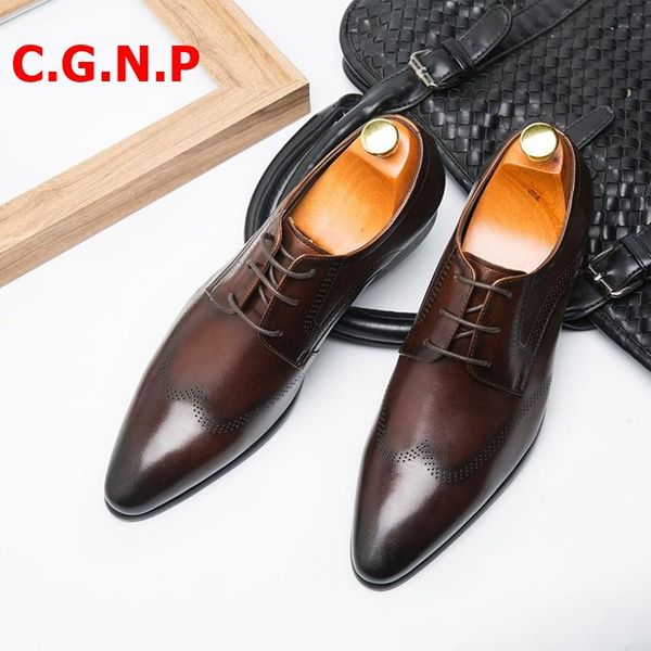 dress shoes c.g.n.p 100% genuine leather mens lace-up pointed toe brogue carving wedding men formal office man, Black
dress shoes c.g.n.p 100% genuine leather mens lace-up pointed toe brogue carving wedding men formal office man, Black