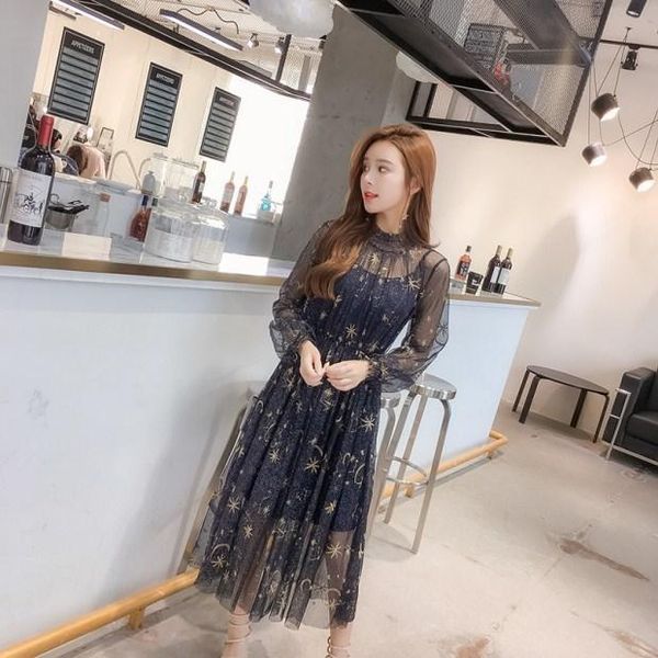 casual dresses mesh embroidered star summer dress women pleated fashion puff sleeve ladies long party vestido clothes, Black;gray
casual dresses mesh embroidered star summer dress women pleated fashion puff sleeve ladies long party vestido clothes, Black;gray
