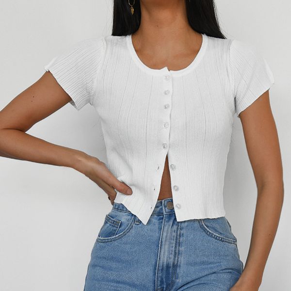 o neck short sleeve t shirt rib knit 5 colors slim casual vintage sweet t shirt female streetwear cropped summer, White
o neck short sleeve t shirt rib knit 5 colors slim casual vintage sweet t shirt female streetwear cropped summer, White