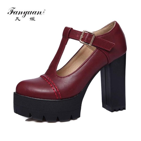 dress shoes size 34-43 fanyuan spring women platform working super high thick heel t-strap quality pu pumps office, Black
dress shoes size 34-43 fanyuan spring women platform working super high thick heel t-strap quality pu pumps office, Black