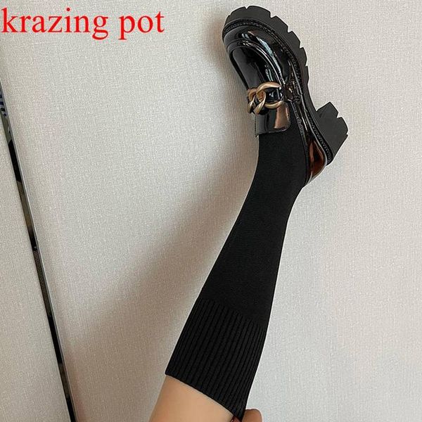 boots vichelo cow leather round toe thick bottom metal chains solid sock slip on stovepipe keep warm stretch knee-high, Black
boots vichelo cow leather round toe thick bottom metal chains solid sock slip on stovepipe keep warm stretch knee-high, Black