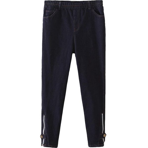 women's jeans 2021 spring fashion women pencil pants leg opening zipper button slim elastic lady casual denim trousers for female z9601, Blue 
women's jeans 2021 spring fashion women pencil pants leg opening zipper button slim elastic lady casual denim trousers for female z9601, Blue