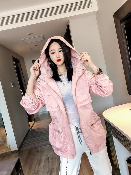 women's trench coats spring jacket female korean casual waist small mid-length windbreaker loose color big pocket blouse, Tan;black
women's trench coats spring jacket female korean casual waist small mid-length windbreaker loose color big pocket blouse, Tan;black