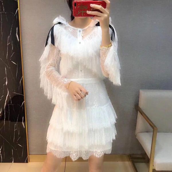 casual dresses runway women lace dress luxury pleated petal sleeves lolita mini female cute bow on the shoulder ruffle high quality, Black;gray
casual dresses runway women lace dress luxury pleated petal sleeves lolita mini female cute bow on the shoulder ruffle high quality, Black;gray