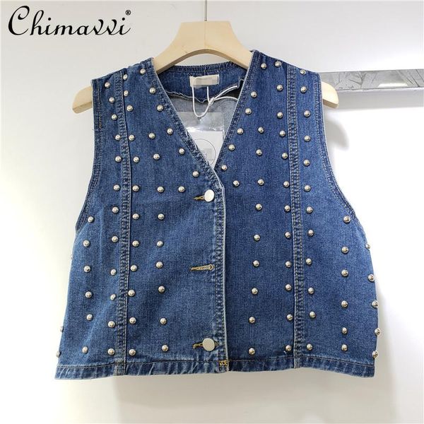women's vests fashion personality heavy rivet denim vest 2021 summer v-neck sleeveless jean streetwear jacket all-matching, Black;white
women's vests fashion personality heavy rivet denim vest 2021 summer v-neck sleeveless jean streetwear jacket all-matching, Black;white