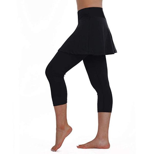 women's leggings casual solid skirt tennis pants sports workout fitness strong elasticity high waist cropped culottes, Black
women's leggings casual solid skirt tennis pants sports workout fitness strong elasticity high waist cropped culottes, Black