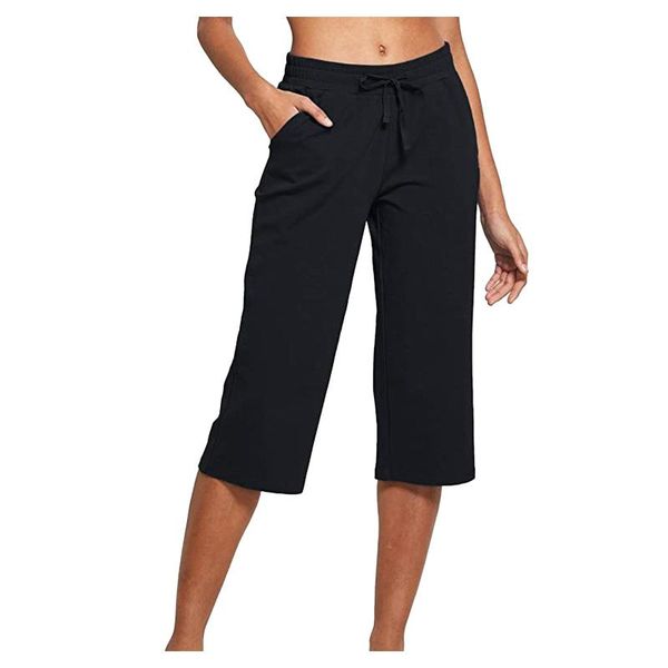 women's leggings 2021 spring and summer fashion sports pants with pocket solid color capris style loose wide legs femme short sets, Black
women's leggings 2021 spring and summer fashion sports pants with pocket solid color capris style loose wide legs femme short sets, Black