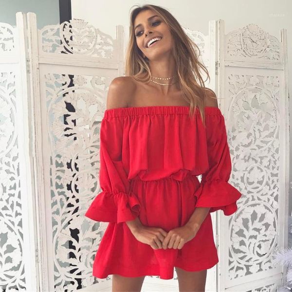casual dresses 2021 european american women summer waist slimming three quarter sleeves off shoulder french dress, Black;gray
casual dresses 2021 european american women summer waist slimming three quarter sleeves off shoulder french dress, Black;gray