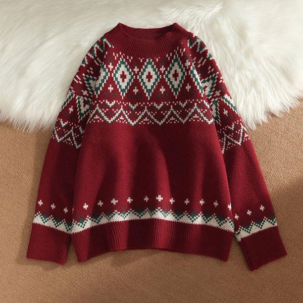 men's sweaters year's red vintage sweater men and women wear loose pullover lazy wind coat in autumn winter 2021, White;black
men's sweaters year's red vintage sweater men and women wear loose pullover lazy wind coat in autumn winter 2021, White;black