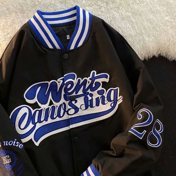 vintage embroidered baseball jacket men's autumn fashion versatile loose ruffian handsome casual jacket, Black
vintage embroidered baseball jacket men's autumn fashion versatile loose ruffian handsome casual jacket, Black