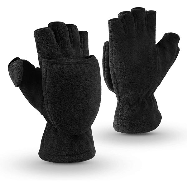 winter gloves fingerless convertible thermal mittens windproof insulated polar fleece warm for men and women black
winter gloves fingerless convertible thermal mittens windproof insulated polar fleece warm for men and women black