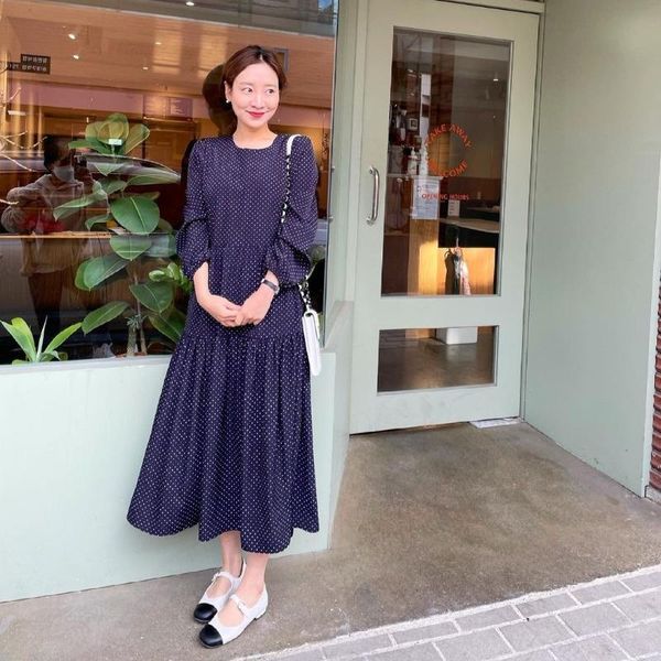 casual dresses korean chic sweet western style youthful-looking fresh polka-dot self-tie waist-controlled slimming long sleeve over-the-knee, Black;gray
casual dresses korean chic sweet western style youthful-looking fresh polka-dot self-tie waist-controlled slimming long sleeve over-the-knee, Black;gray