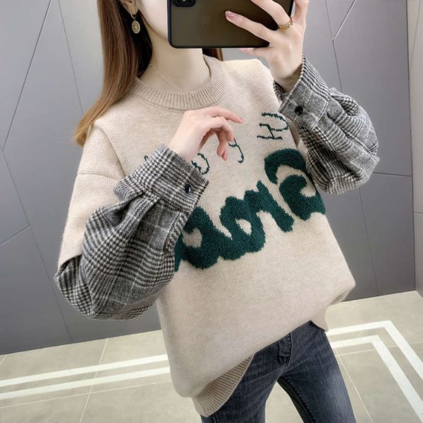 loose lazy christmas sweater for women to wear 2021 new foreign style fake two piece bottom coat, thickened in autumn and, White;black
loose lazy christmas sweater for women to wear 2021 new foreign style fake two piece bottom coat, thickened in autumn and, White;black