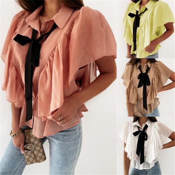 women's blouses & shirts arrival 2021 women casual vintage ruffles loose plus size lace up, White
women's blouses & shirts arrival 2021 women casual vintage ruffles loose plus size lace up, White
