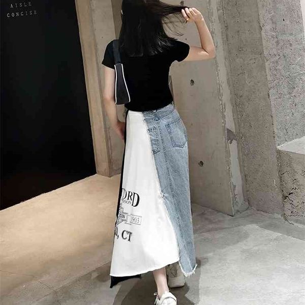 european station letter printing spell denim women loose a type mid-length female temperament casual irregular skirt, Black;gray
european station letter printing spell denim women loose a type mid-length female temperament casual irregular skirt, Black;gray
