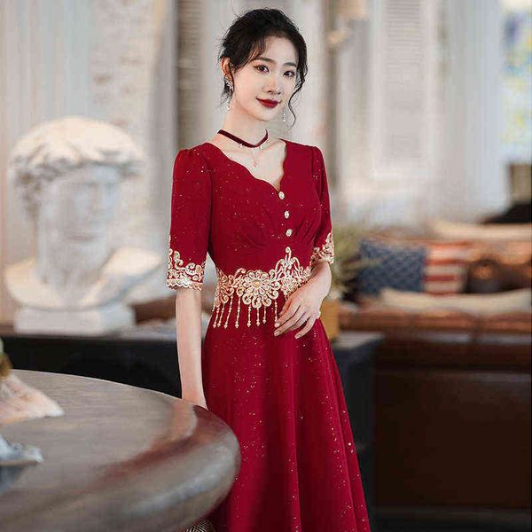 luxury street style dresses toast bride 2021 summer thin wine red wedding engagement slim, Black;pink
luxury street style dresses toast bride 2021 summer thin wine red wedding engagement slim, Black;pink