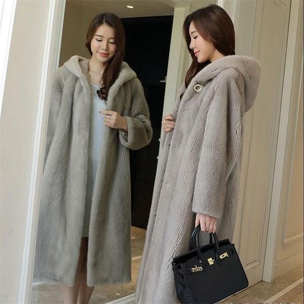 women's fur & faux imitation coat mink long hooded 2021 autumn and winter thickened slim, Black
women's fur & faux imitation coat mink long hooded 2021 autumn and winter thickened slim, Black