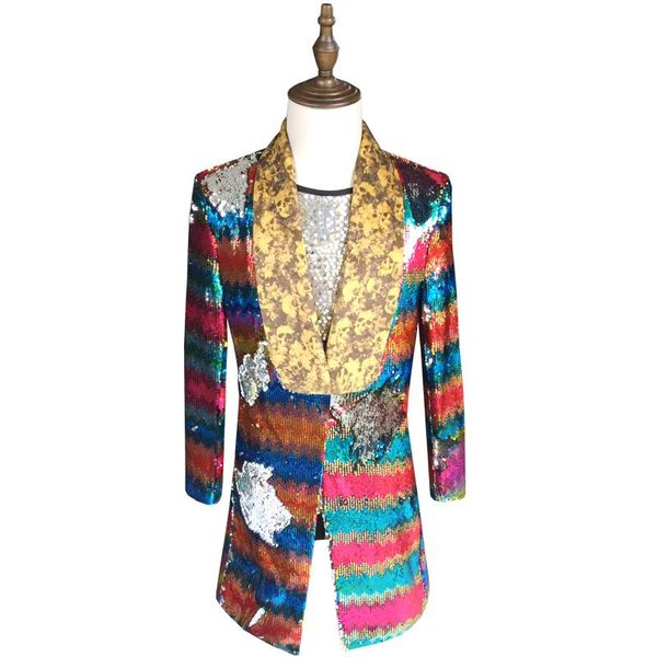 men's suits & blazers men colored sequins punk rock male singer long coat stage outfit flashing nightclub party compere costumes dj ds, White;black
men's suits & blazers men colored sequins punk rock male singer long coat stage outfit flashing nightclub party compere costumes dj ds, White;black