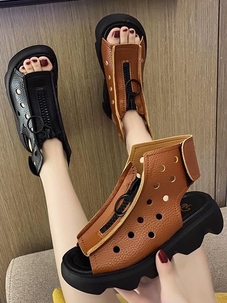 fish mouth sandals female summer hollow sandals retro british style 2021 new thick bottom casual roman, Black
fish mouth sandals female summer hollow sandals retro british style 2021 new thick bottom casual roman, Black