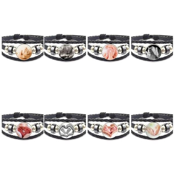 charm bracelets ej glaze for women men fashion ladies black leather bracelet bangle jewelry glass cabochon baby feet in mother hands, Golden;silver
charm bracelets ej glaze for women men fashion ladies black leather bracelet bangle jewelry glass cabochon baby feet in mother hands, Golden;silver