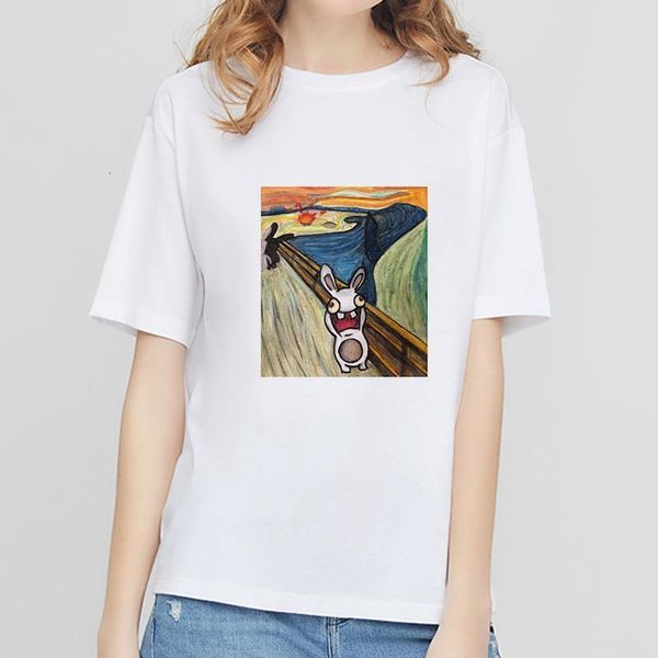 women's t-shirts casual harajuku fashion spoof oil painting shout print camiseta mujer short sleeve t shirt women clothing, White
women's t-shirts casual harajuku fashion spoof oil painting shout print camiseta mujer short sleeve t shirt women clothing, White