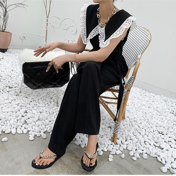 women's pants & capris 2021 hollow out lace ruffles v-neck cargo women summer korean high waist solid drawstring long trousers, Black;white
women's pants & capris 2021 hollow out lace ruffles v-neck cargo women summer korean high waist solid drawstring long trousers, Black;white