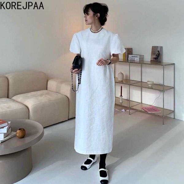 korejpaa women dress summer korean chic female minimalist round neck solid color all-match lantern sleeve split vestidos 210526, Black;gray
korejpaa women dress summer korean chic female minimalist round neck solid color all-match lantern sleeve split vestidos 210526, Black;gray