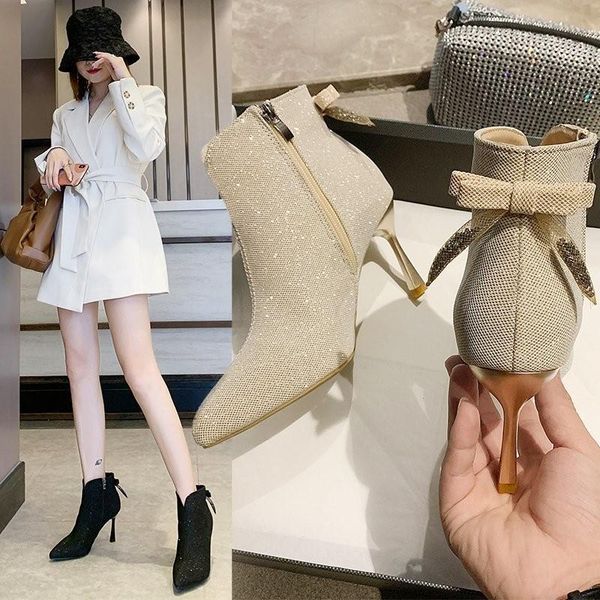 boots pointed short women's autumn / winter 2021 net red high heel versatile thin bare, Black
boots pointed short women's autumn / winter 2021 net red high heel versatile thin bare, Black
