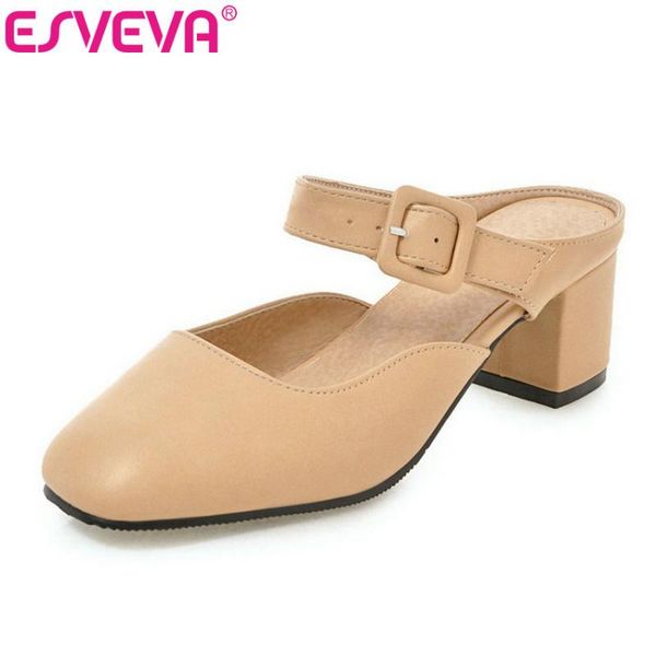 dress shoes esveva 2021 women pumps square med heel slingback pu leather toe buckle slip on slippers fashion size 34-43, Black
dress shoes esveva 2021 women pumps square med heel slingback pu leather toe buckle slip on slippers fashion size 34-43, Black