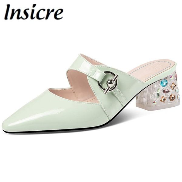 sandals insicre latest design women genuine leather summer high heeled mules pointed toe crystal slip on wedding bride lady shoes, Black
sandals insicre latest design women genuine leather summer high heeled mules pointed toe crystal slip on wedding bride lady shoes, Black