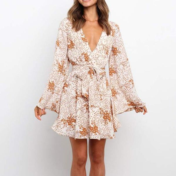 casual dresses boho mini dress ladies floral print flare long sleeve deep v neck vacation beach women fashion clothes summer fall, Black;gray
casual dresses boho mini dress ladies floral print flare long sleeve deep v neck vacation beach women fashion clothes summer fall, Black;gray