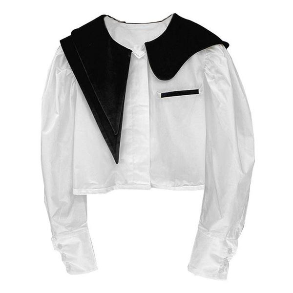 women's blouses & shirts bugilaku asymmetric turn dwon collar blouse women contrast color patchwork long sleeve single breasted street, White
women's blouses & shirts bugilaku asymmetric turn dwon collar blouse women contrast color patchwork long sleeve single breasted street, White
