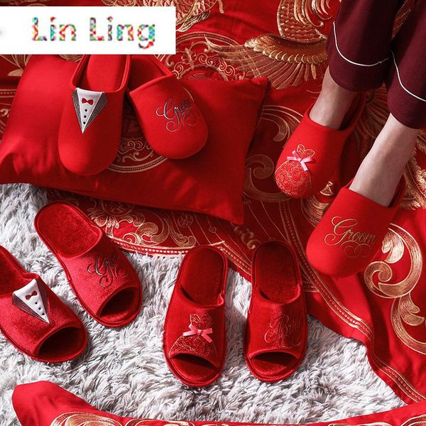 chinese style wedding house couples slippers all seasons bedroom lovers shoes red embroidery cotton bedroom ladies slippers, Black
chinese style wedding house couples slippers all seasons bedroom lovers shoes red embroidery cotton bedroom ladies slippers, Black