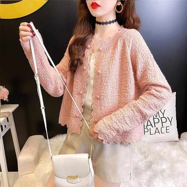 women's knits & tees 2021 spring and autumn temperature soft wind knitwear female long sleeve thin cardigan short top, White
women's knits & tees 2021 spring and autumn temperature soft wind knitwear female long sleeve thin cardigan short top, White