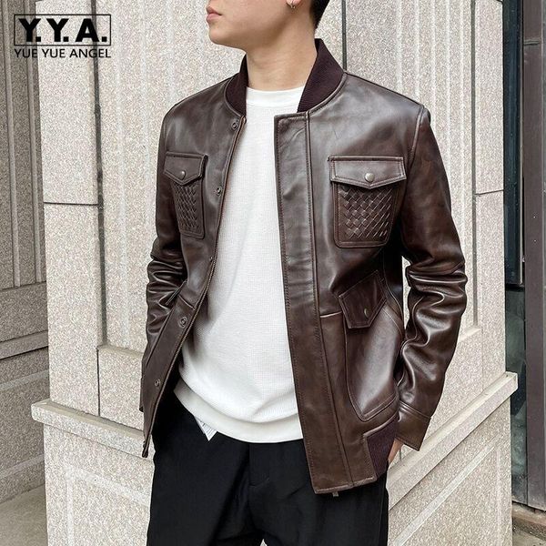 men's leather & faux 2021 autumn winter mens fashion biker jacket o-neck brown vintage zippers short male solid casual outerwear, Black
men's leather & faux 2021 autumn winter mens fashion biker jacket o-neck brown vintage zippers short male solid casual outerwear, Black