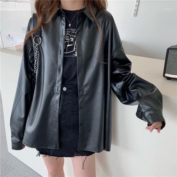 women's blouses & shirts spring autumn pu women leather jacket thin shirt coat 2021fashion streetwear black female esthetic gothic vint, White
women's blouses & shirts spring autumn pu women leather jacket thin shirt coat 2021fashion streetwear black female esthetic gothic vint, White