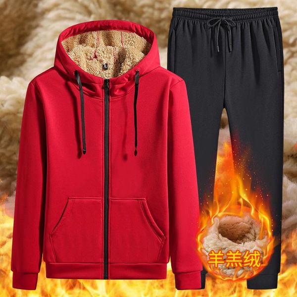 men's tracksuits winter warm mens sets male cashmere hoodies and pants men casual solid lamb wool zipper fashion, Gray
men's tracksuits winter warm mens sets male cashmere hoodies and pants men casual solid lamb wool zipper fashion, Gray
