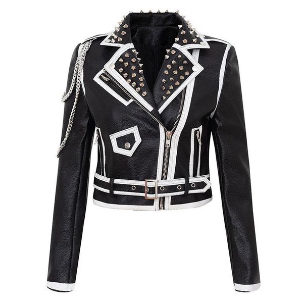 women's jackets spring faux leather short jacket women punk style skull rivet and chain fashion high waist motor, Black;brown
women's jackets spring faux leather short jacket women punk style skull rivet and chain fashion high waist motor, Black;brown