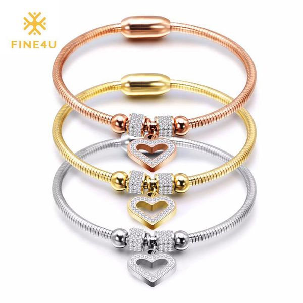 charm bracelets fine4u b110 luxury love heart 316l stainless steel snake chain bracelet & bangle magnet clasps, Golden;silver
charm bracelets fine4u b110 luxury love heart 316l stainless steel snake chain bracelet & bangle magnet clasps, Golden;silver