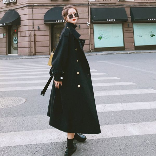 women's jackets female fashion autumn double lapel breasted medium length black jacket with thin-fitting belt shelters for mujer, Black;brown
women's jackets female fashion autumn double lapel breasted medium length black jacket with thin-fitting belt shelters for mujer, Black;brown