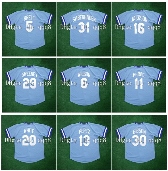 vintage 1985 royals george brett baseball jerseys 16 bo jackson 31 bret saberhagen 29 mike sweeney 6 willie wilson 11 hal mcrae frank white, Blue;black
vintage 1985 royals george brett baseball jerseys 16 bo jackson 31 bret saberhagen 29 mike sweeney 6 willie wilson 11 hal mcrae frank white, Blue;black