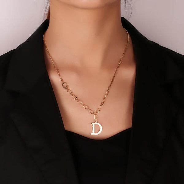 pendant necklaces 316l stainless steel simple letter d stitching titanium chain ladies hip-hop necklace no fade, Silver
pendant necklaces 316l stainless steel simple letter d stitching titanium chain ladies hip-hop necklace no fade, Silver