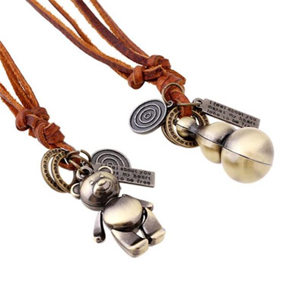pendant necklaces men women rock punk cool vintage bronze cute bear genuine leather, Silver
pendant necklaces men women rock punk cool vintage bronze cute bear genuine leather, Silver