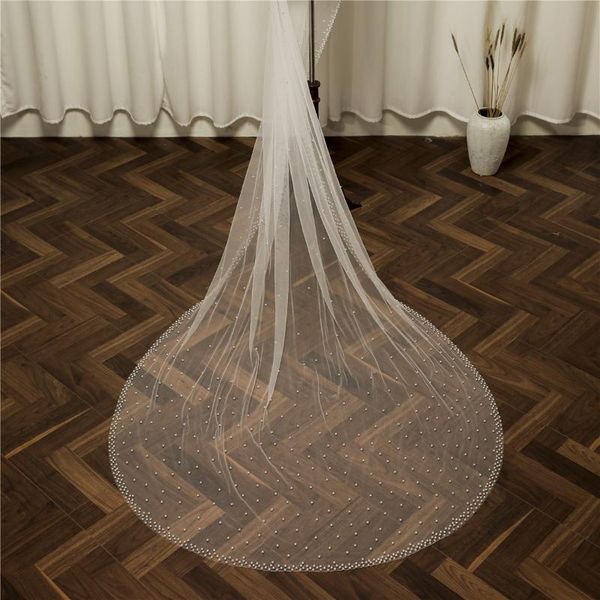 bridal veils 350*150cm luxury pearls hem long tulle wedding one layer with comb white ivory women for bride marriage accessorie, Black
bridal veils 350*150cm luxury pearls hem long tulle wedding one layer with comb white ivory women for bride marriage accessorie, Black