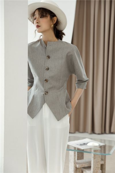2021 new grey linen designer clothes long sleeve autumn tunic button up ladies blouse minimalist style shirt xe47, White
2021 new grey linen designer clothes long sleeve autumn tunic button up ladies blouse minimalist style shirt xe47, White